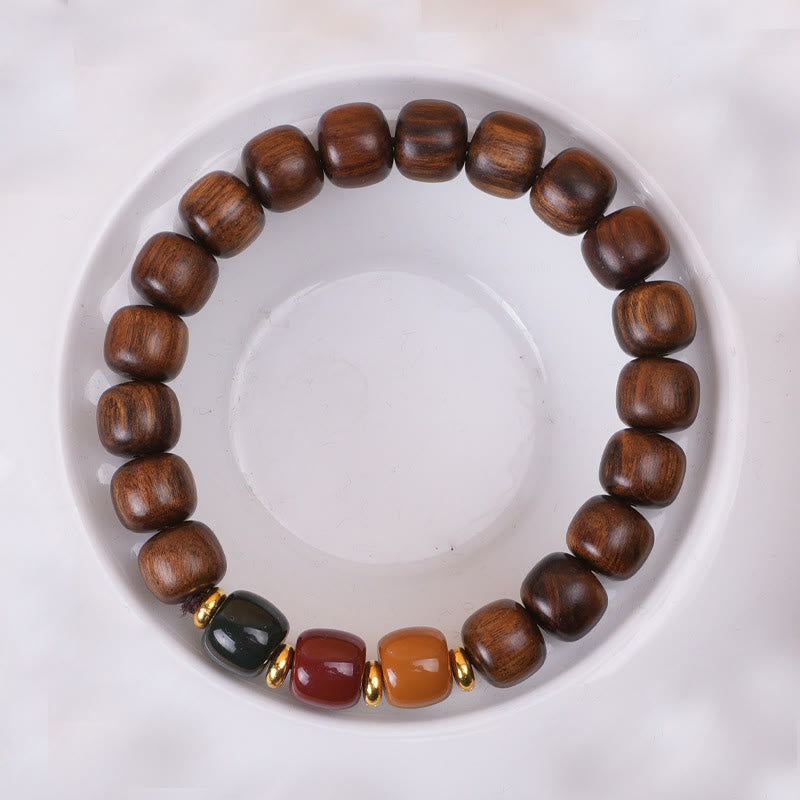 Handmade Natural Wood & Copper Beaded Meditation Bracelet