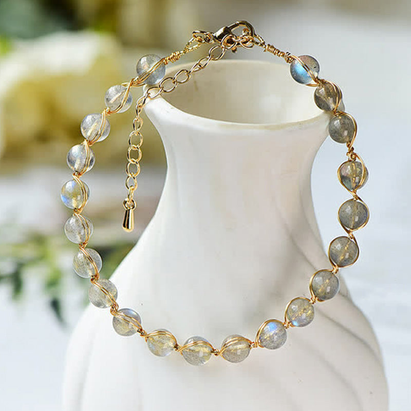 Natural Moonstone 14K Gold Plated Healing Positive Bracelet