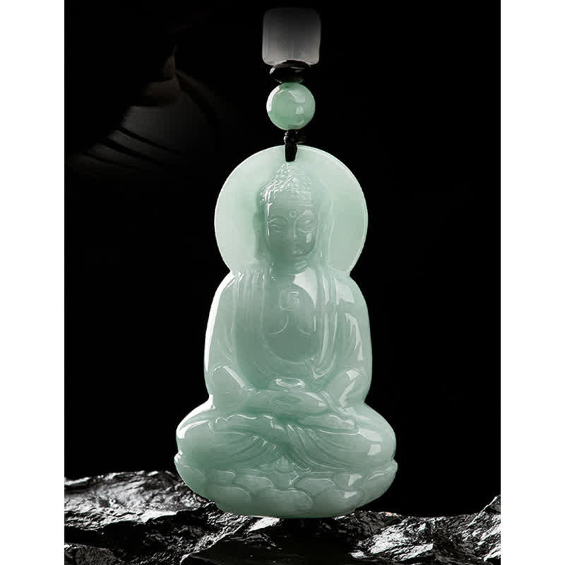 Amitabha Buddha Jade Amulet Compassion String Necklace