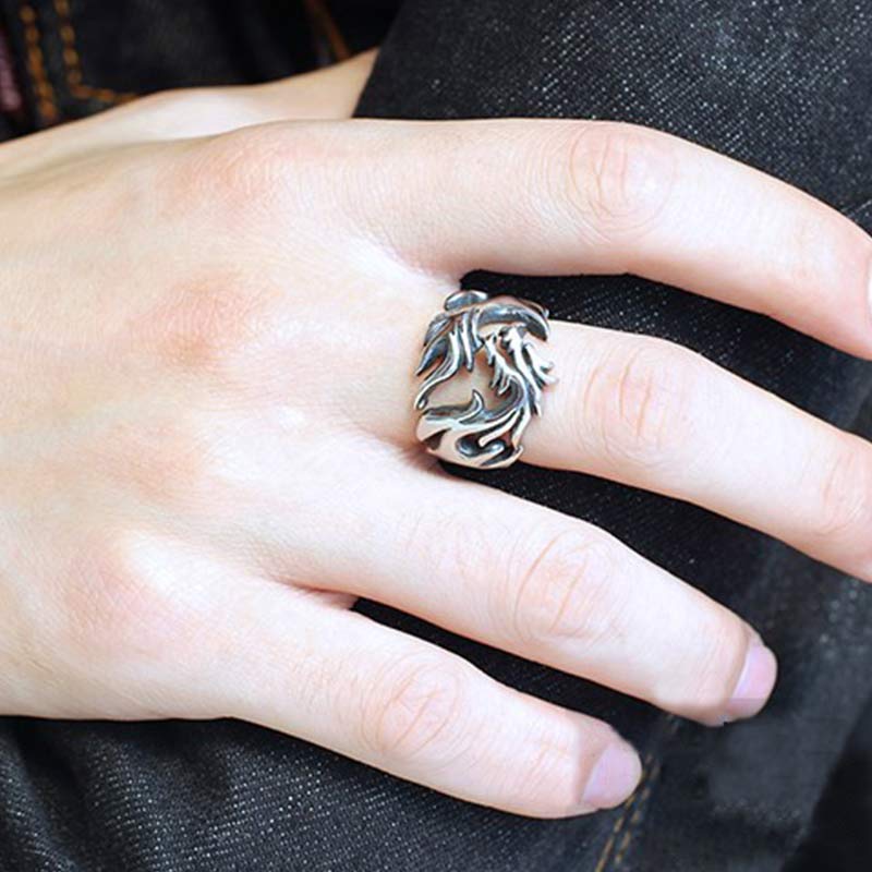 Intricate Dragon Pattern Adjustable Alloy Statement Ring for Men and Women