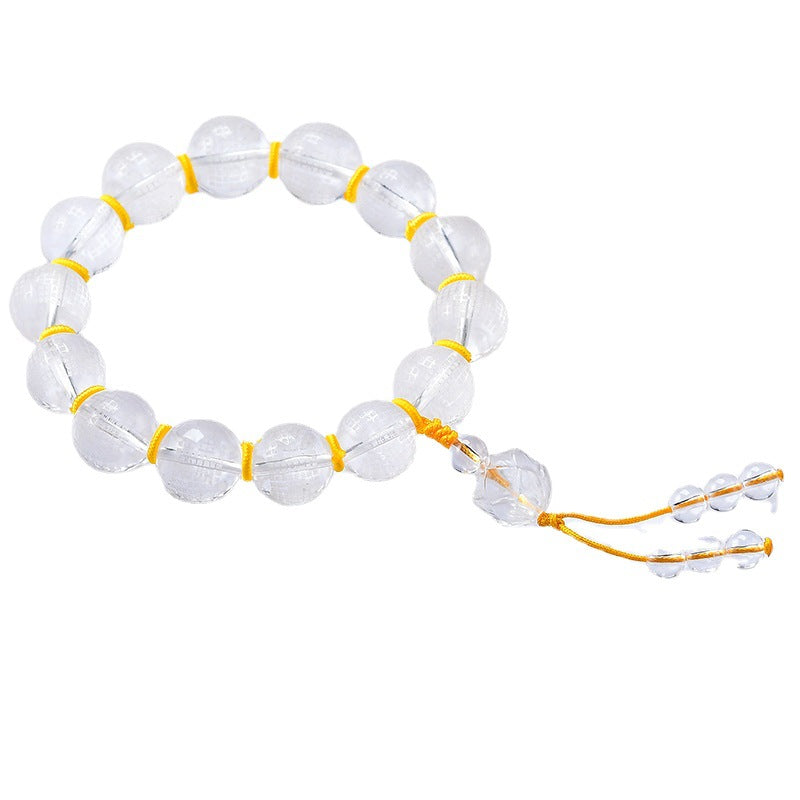 Tibet White Crystal Half Demon Half Buddha Heart Sutra Lotus Healing Bracelet