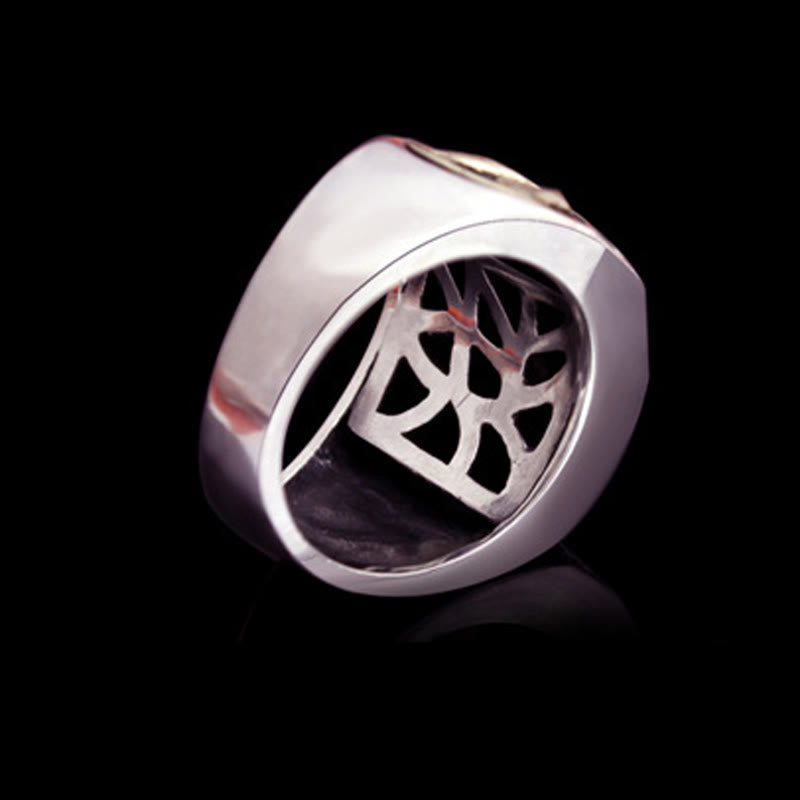 925 Sterling Silver Sanskrit Design Carved Protection Adjustable Ring