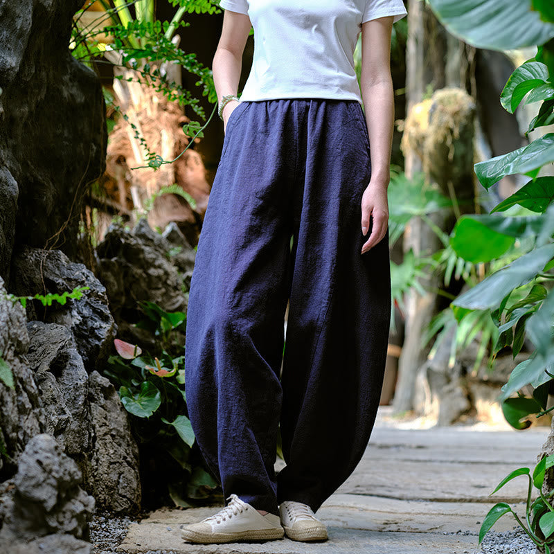 Solid Color Loose Yoga Harem Pants With Pockets