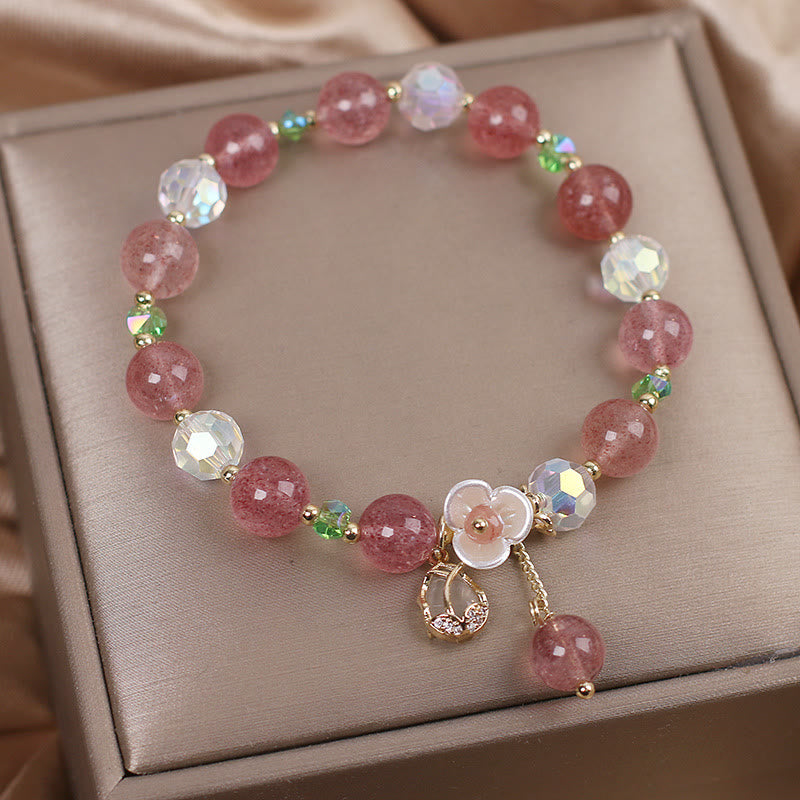 Natural Clear Quartz and Floral Gemstone Bracelet for Emotional Clarity