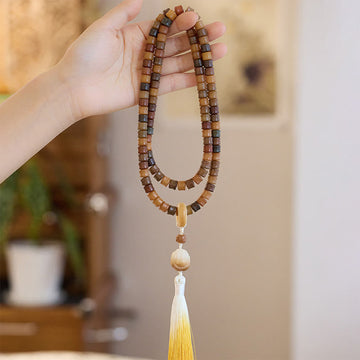108 Mala Beads Bodhi Seed Buddha Hand Lotus Engraved Harmony Bracelet