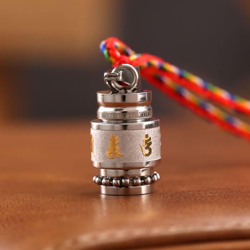 Tibet Om Mani Padme Hum Shurangama Mantra Titanium Steel Wisdom Amulet Necklace Pendant