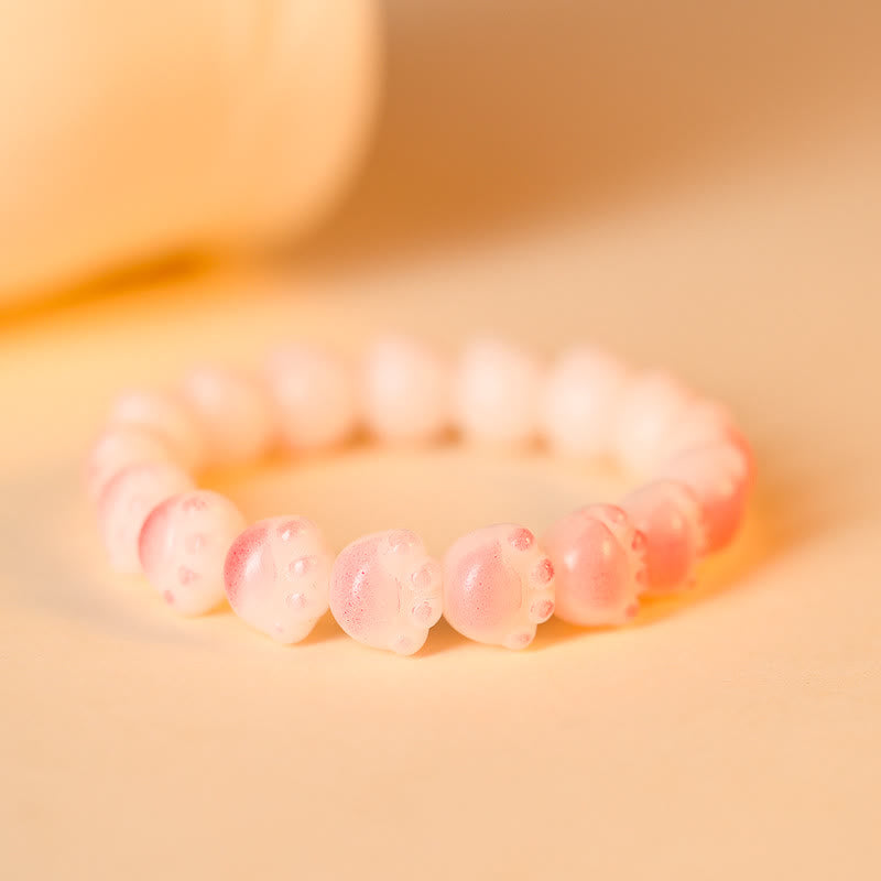 Natural Bodhi Seed Lovely Paw Lucky Cat Paw Peace Bracelet