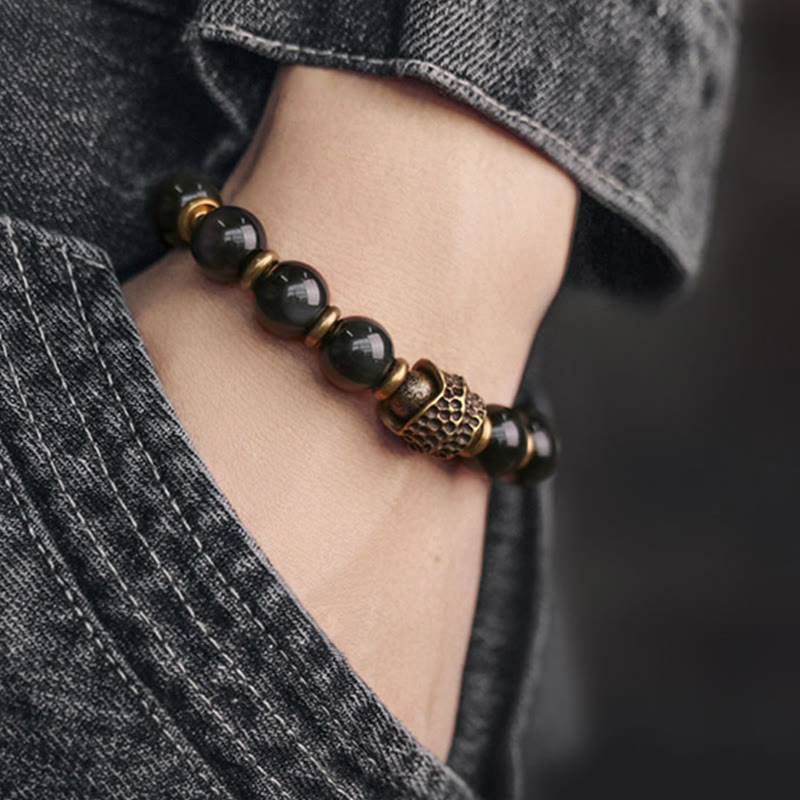 Rainbow Obsidian Copper Love Healing Bracelet
