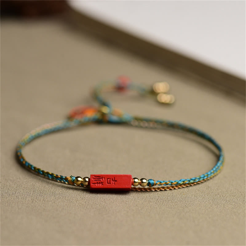 Handmade Cinnabar As One Wishes Blessing Braid Double Layer Bracelet