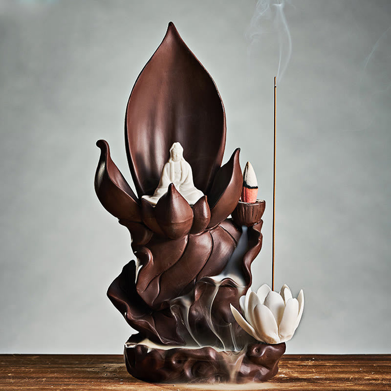 Lotus Spiritual Figure Purple Clay Incense Burner for Mindful Aromatic Rituals