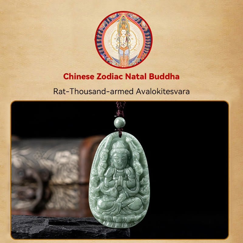 Chinese Zodiac Natal Buddha Natural Jade Wealth Prosperity Necklace Pendant (Extra 30% Off | USE CODE: FS30)