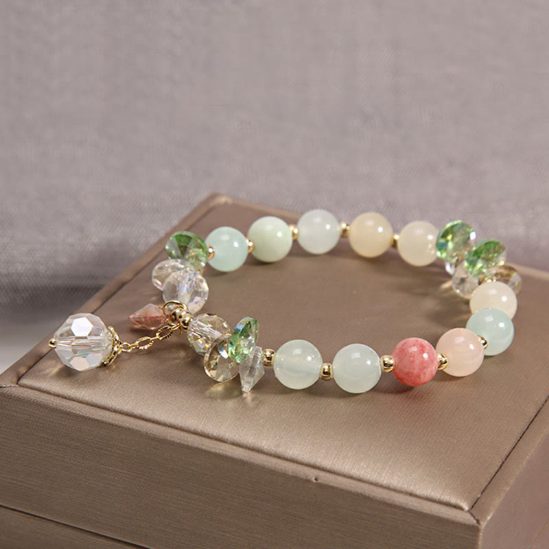 Cat's Eye Pink Crystal Peace Charm Bracelet