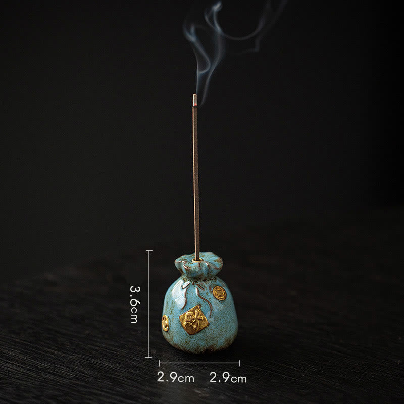 Ceramic Bagua Tray & Symbolic Wealth Vessel Stick Incense Burner