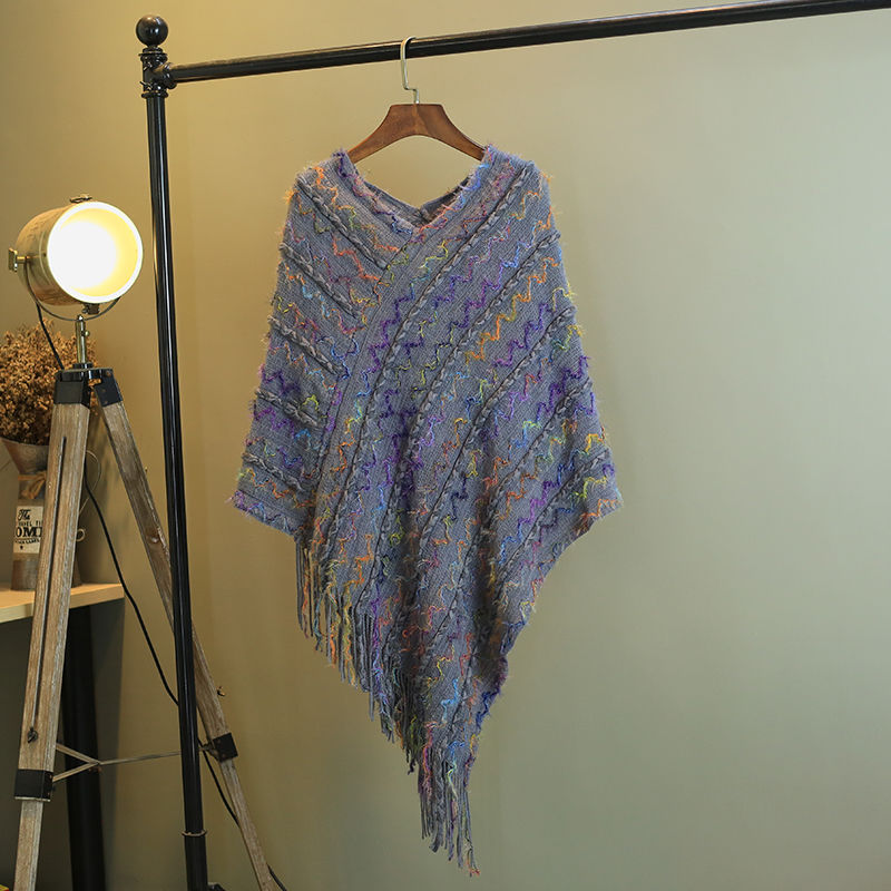 Tibetan Colorful Striped Shawl Tassels Pullover Winter Cozy Travel Scarf Wrap