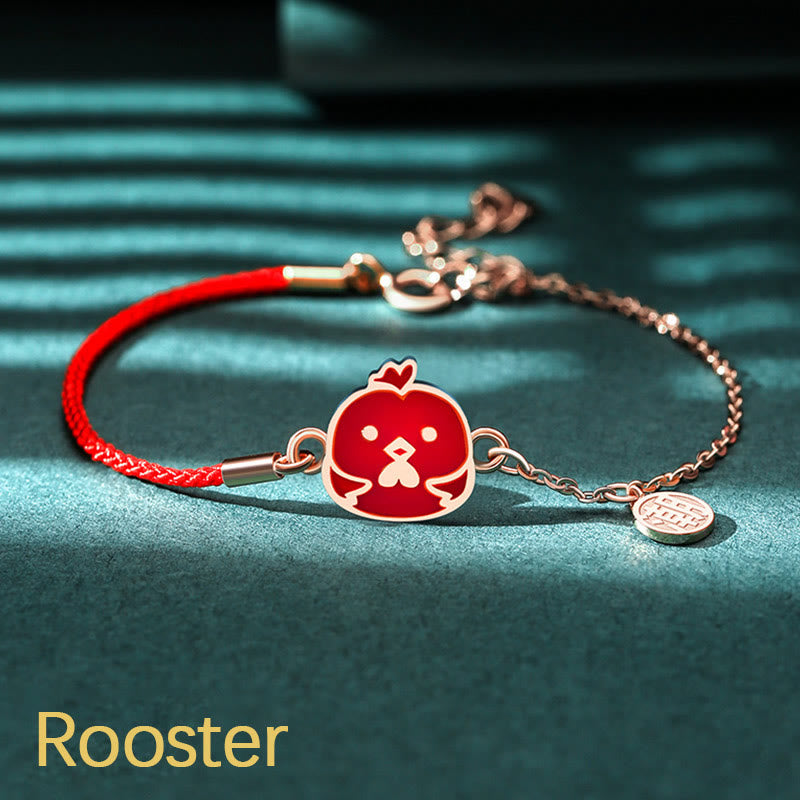925 Sterling Silver Color-changing Chinese Zodiac Luck Protection Red String Chain Bracelet