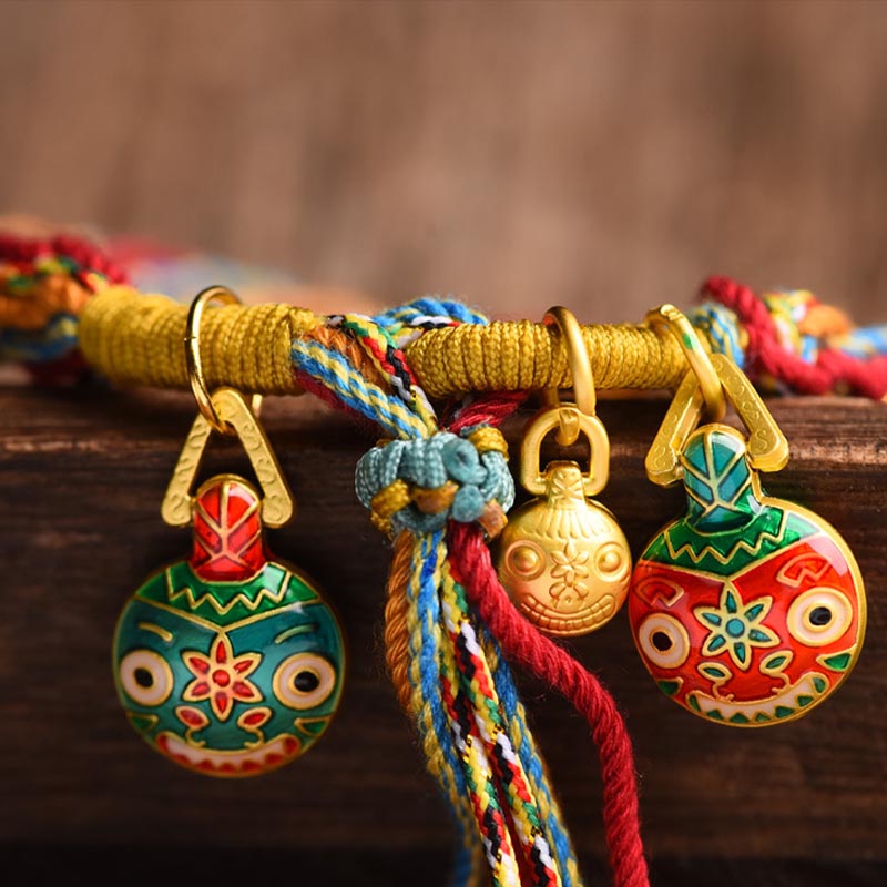 Vibrant Braided Colorful String Pixiu and Endless Knot Symbol Bracelet