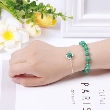 Sun Stone Strawberry Quartz Crystal Positive Bracelet