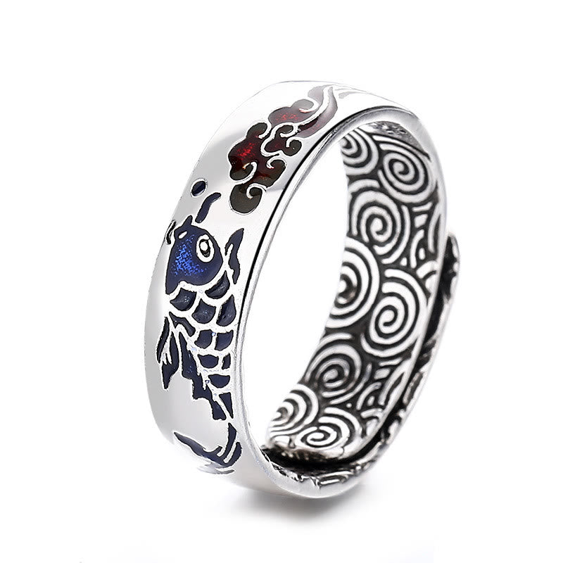 Koi Fish Auspicious Cloud Design Luck Wealth Ring