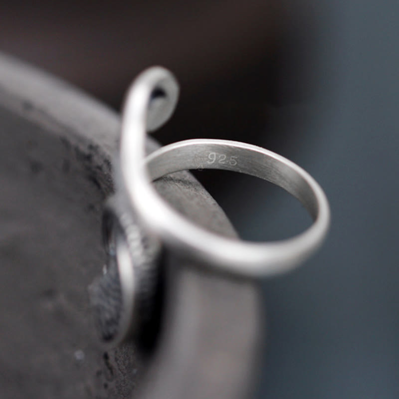 925 Sterling Silver Koi Fish Water Ripple Adjustable Ring