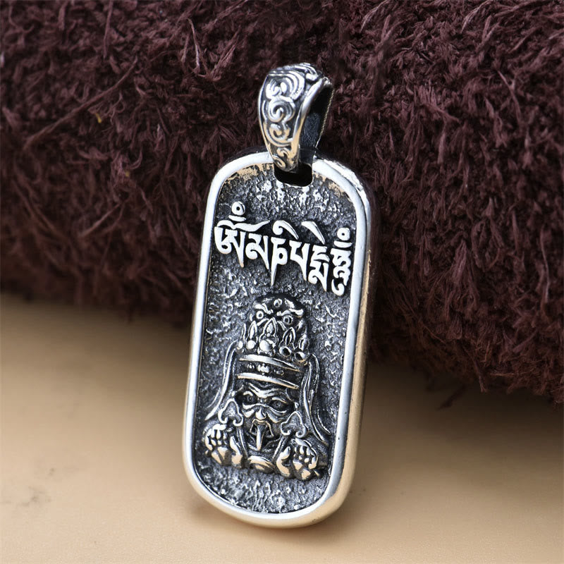 925 Sterling Silver Zakiram Goddess of Wealth Om Mani Padme Hum Peace Necklace Pendant