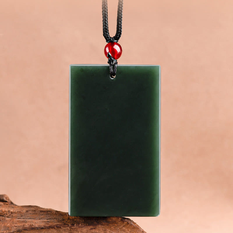 Hetian Cyan Jade Dragon Engraved Success Necklace Pendant