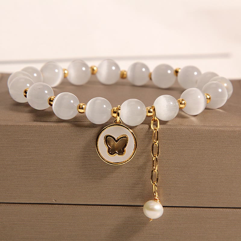 Cat's Eye Butterfly Charm Love Bracelet