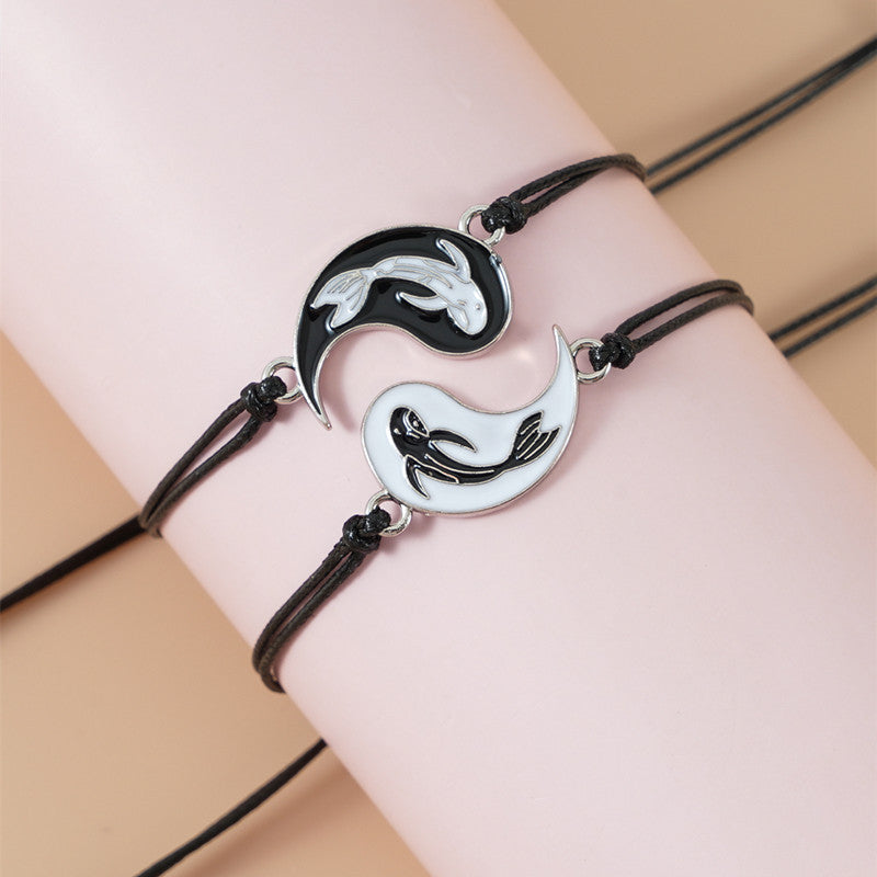Grounding Hematite Yin Yang Couple Bracelet Set - 2 Pieces