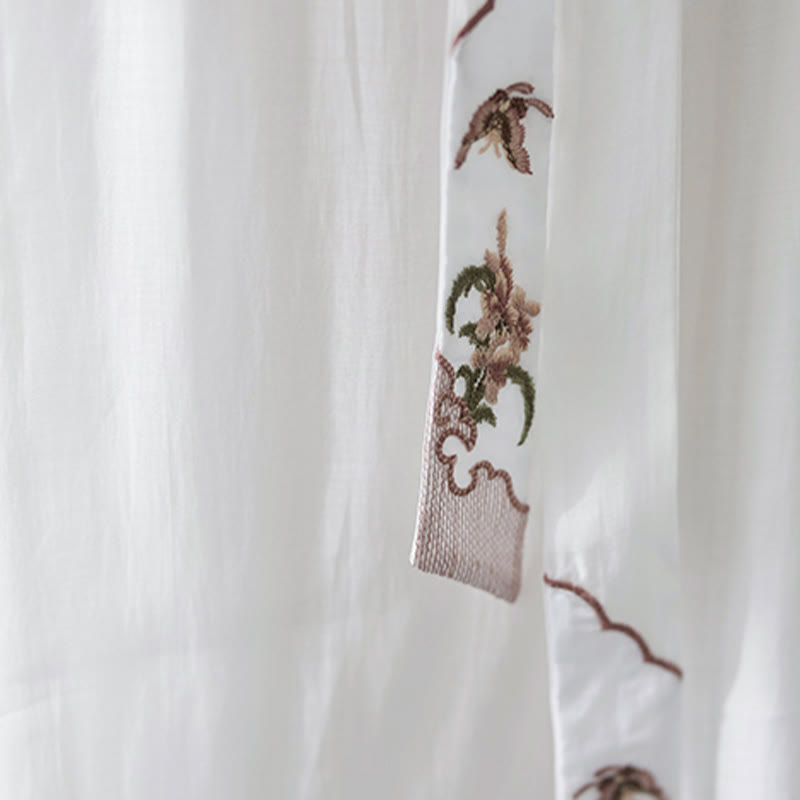 2Pcs Flower Embroidery Short Sleeve Tee T-shirt Wide Leg Pants Set