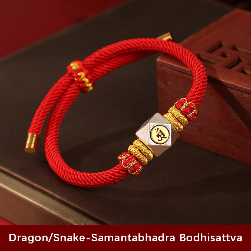 999 Sterling Silver Chinese Zodiac Natal Buddha Red Rope Luck Strength Handcrafted Kids Bracelet