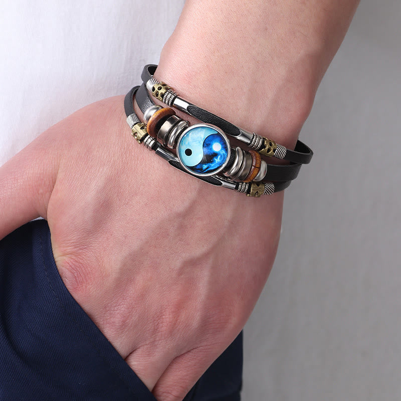 Yin Yang Leather Balance Bracelet