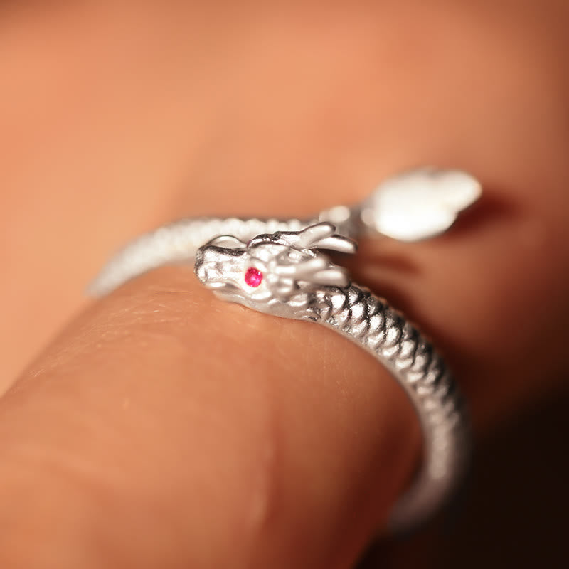Vintage Sterling Silver Adjustable Dragon Motif Statement Ring
