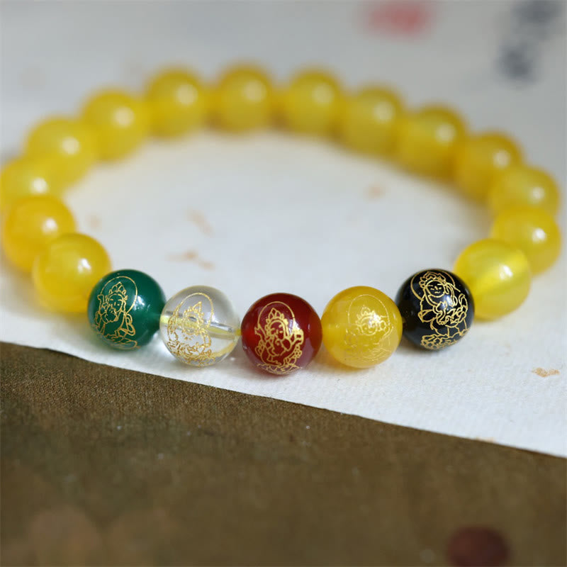 Five Elements Natural Agate and Crystal Bead Balance Bracelet