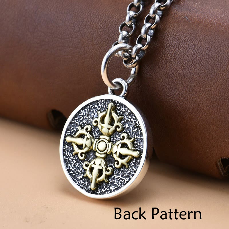 925 Sterling Silver Zakiram Goddess of Wealth Dorje Vajra Spiritual Necklace Pendant