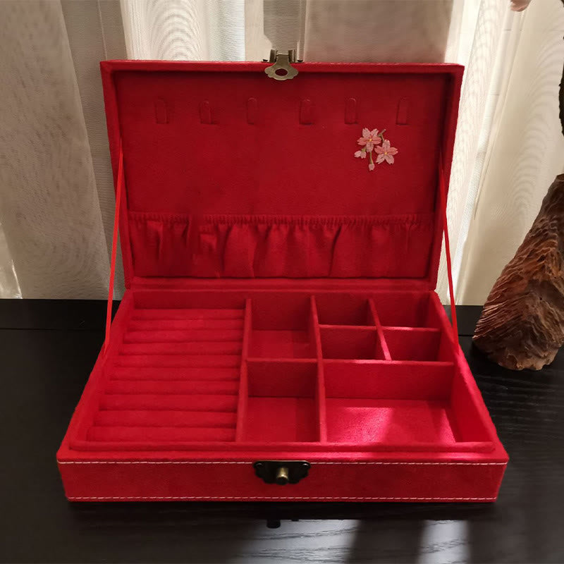 Floral & Dragonfly Flannel Single Layer Jewelry Organizer Box