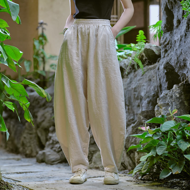 Solid Color Loose Yoga Harem Pants With Pockets