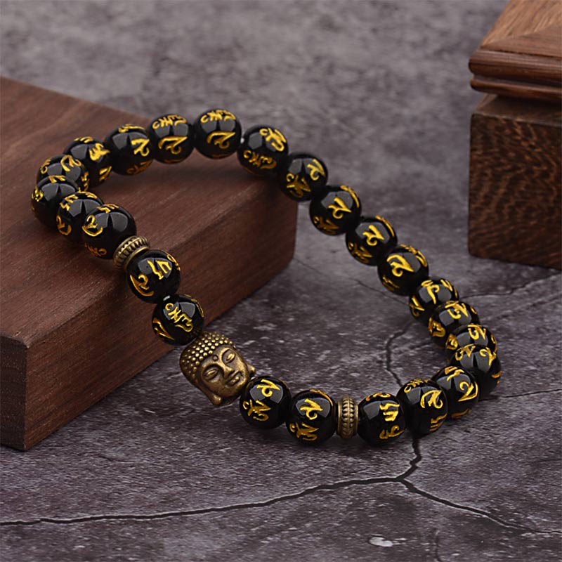 Handmade Tibetan Om Mani Padme Hum Mantra & Buddha Amulet Bracelet