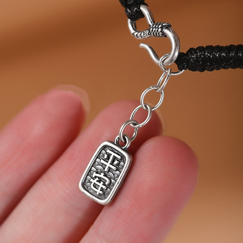999 Sterling Silver Fu Character Peace Buckle Copper Coin Auspicious Clouds Fortune Bracelet