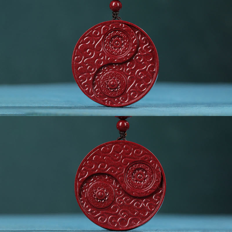 Cinnabar Yin Yang Keep Away Evil Spirits Necklace Pendant