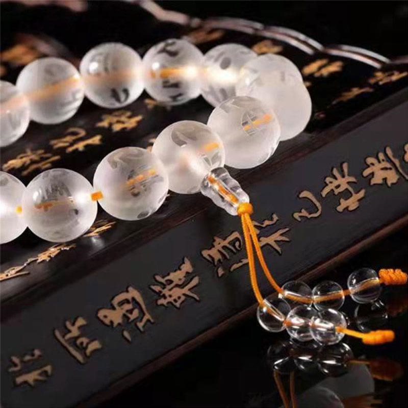 Om Mani Padme Hum Engraved Mantra Meditation Beaded Bracelet