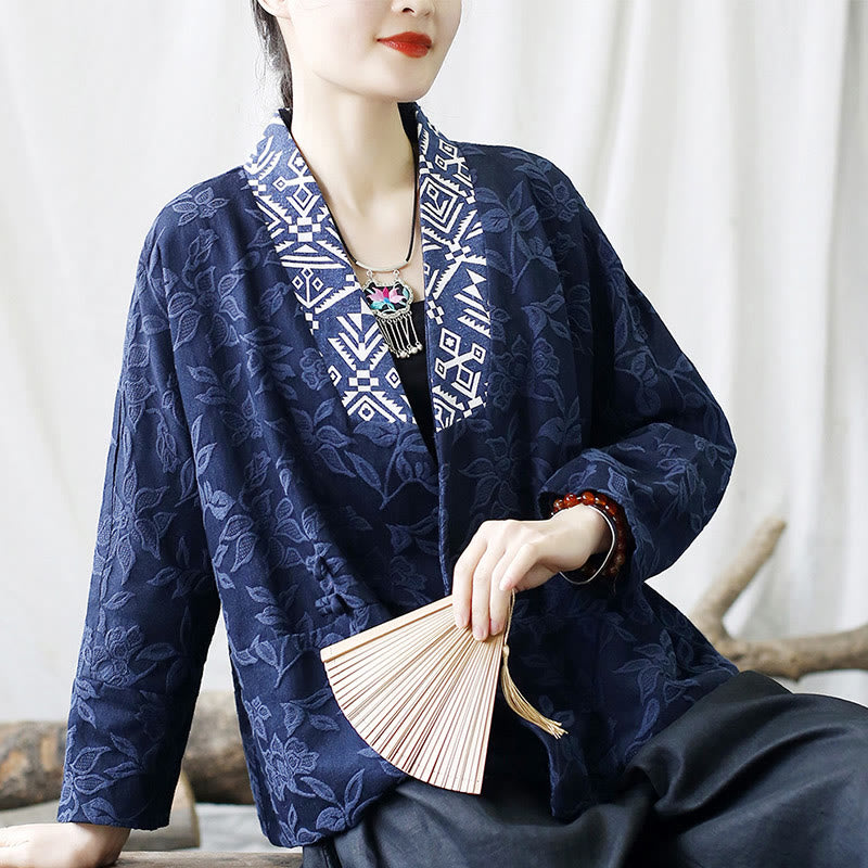 Cotton Jacquard V-Neck Mindful Meditation Jacket