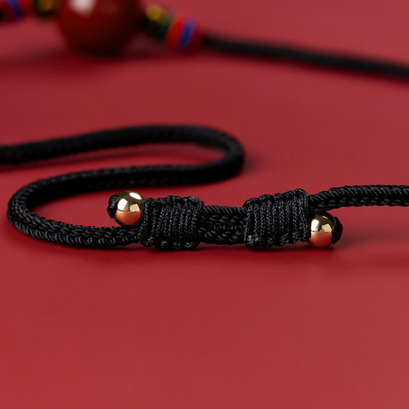 Cinnabar Bead Blessing String Necklace Pendant