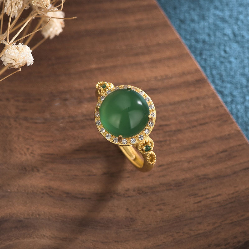 Minimalist Cyan Jade and Copper Inset Band Ring