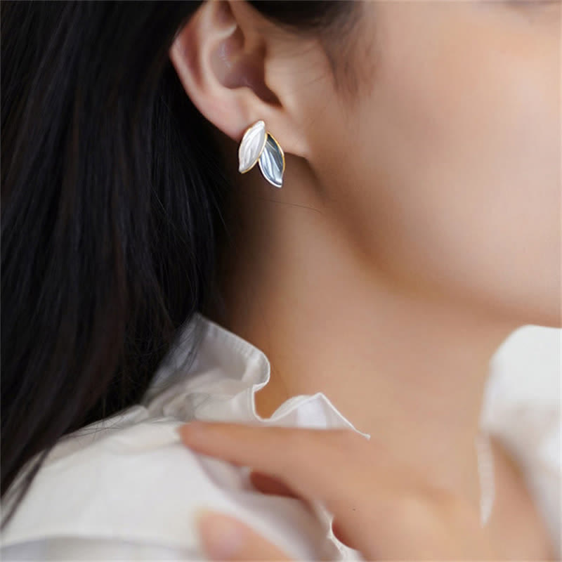 Minimalist Botanical Copper Leaf Design Stud and Clip-On Earrings