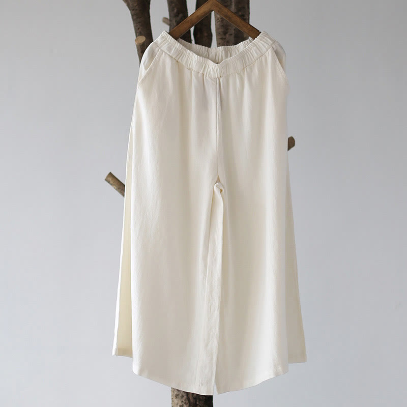 Flower Jacquard Midi Dress Long Sleeve Cotton Linen Dress Wide Leg Pants With Pockets
