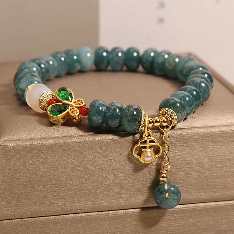 Jade White Agate Butterfly Abacus Beads Abundance Bracelet