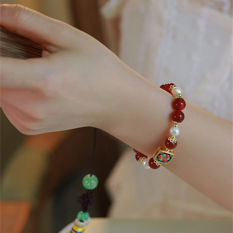 Red Agate Pearl Confidence Self-acceptance Bracelet