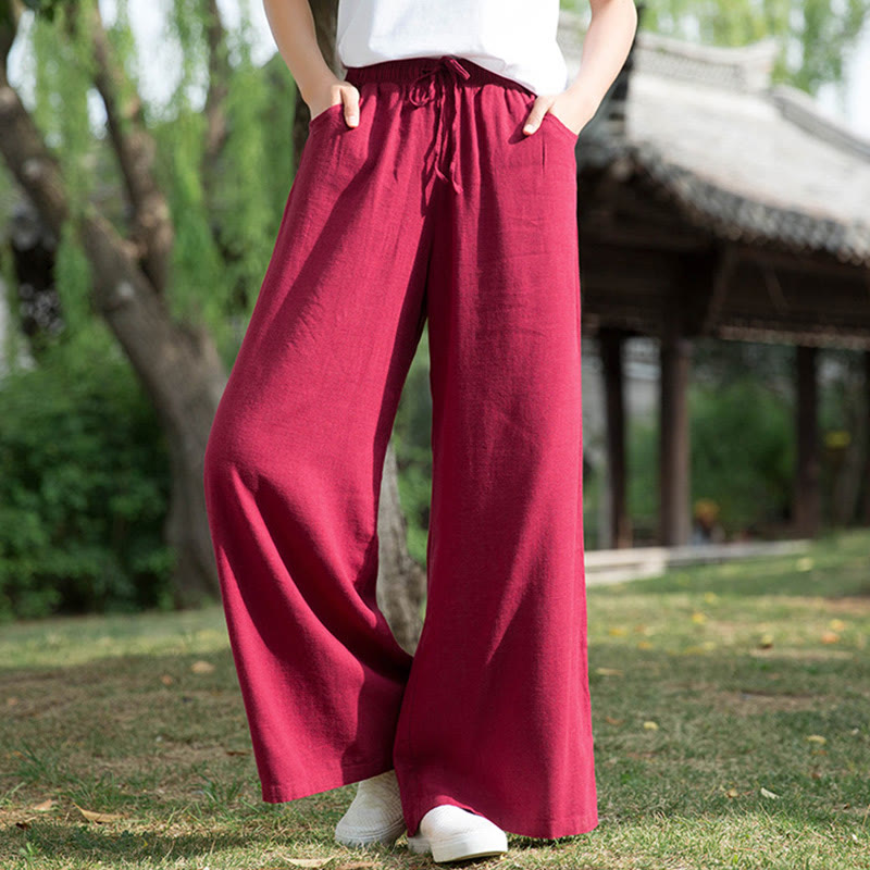 Plain Wide Leg Pants Dance Women's Yoga Pants With Pockets