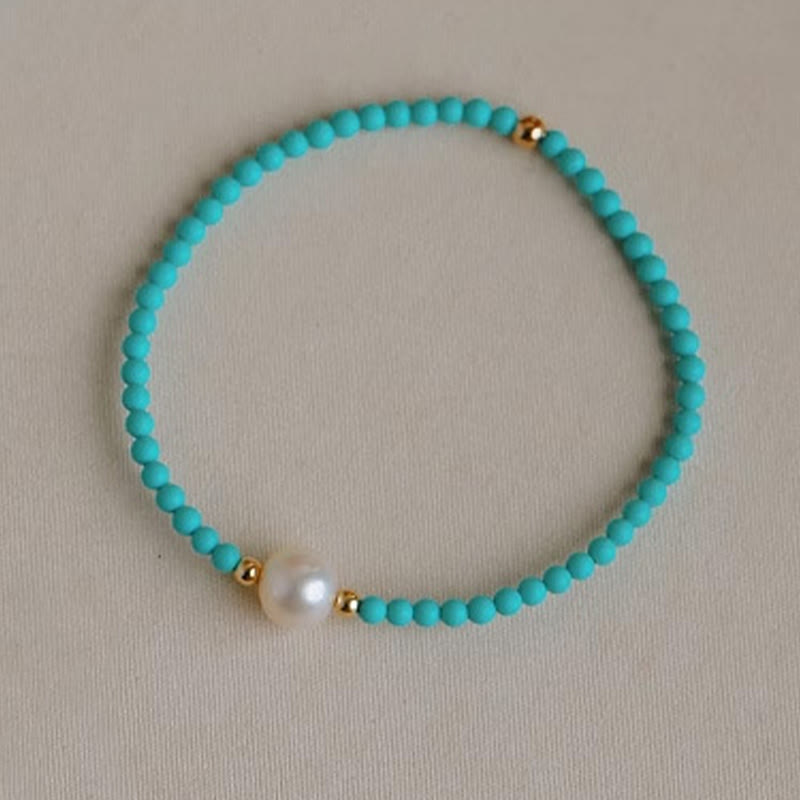 Turquoise Red Agate Pearl Small Beaded Protection Bracelet