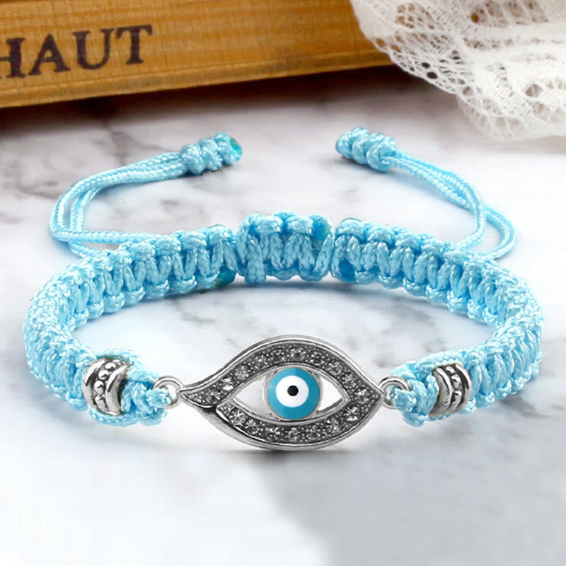 Handmade Evil Eye Red String Braided Bracelet with Gold or Silver Border