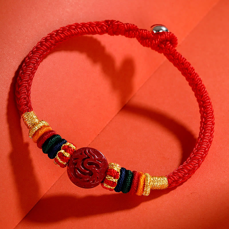 Year of the Dragon 925 Sterling Silver Chinese Zodiac Cinnabar Auspicious Matches Blessing Bracelet (Extra 35% Off | USE CODE: FS35)